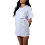 SexeMara 2016 New Summer Pocket Harajuku Cat Lovers Women Top Short-sleeve T shirt  Sweet Style Black/White/Grey Plus Size 2