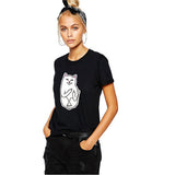 SexeMara 2016 New Summer Pocket Harajuku Cat Lovers Women Top Short-sleeve T shirt  Sweet Style Black/White/Grey Plus Size 2